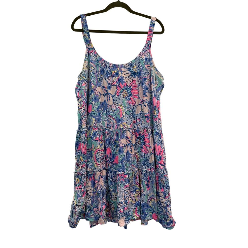 Lilly Pulitzer Loro Tiered Tank Dress Your Back Sz XXL TAM
